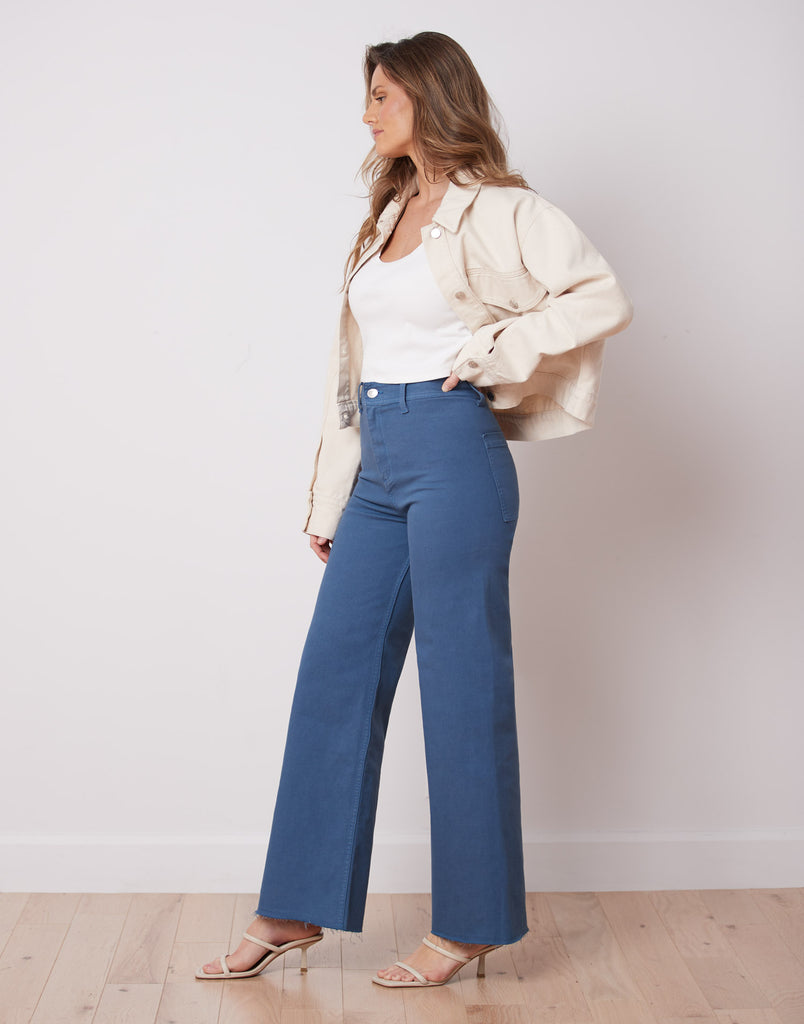 LILY WIDE LEG PANT / BACKPACK BLUE