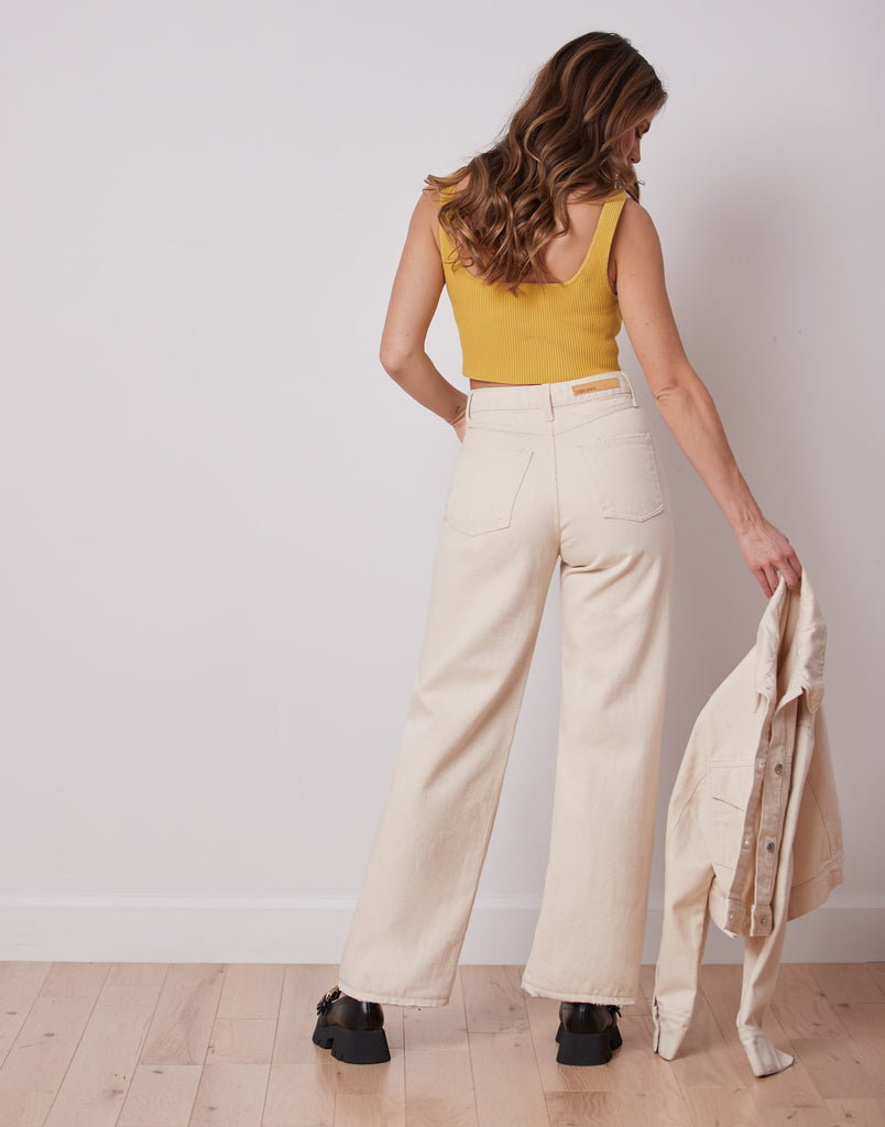 LILY WIDE LEG JEANS / OFF-WHITE / 100% COTTON