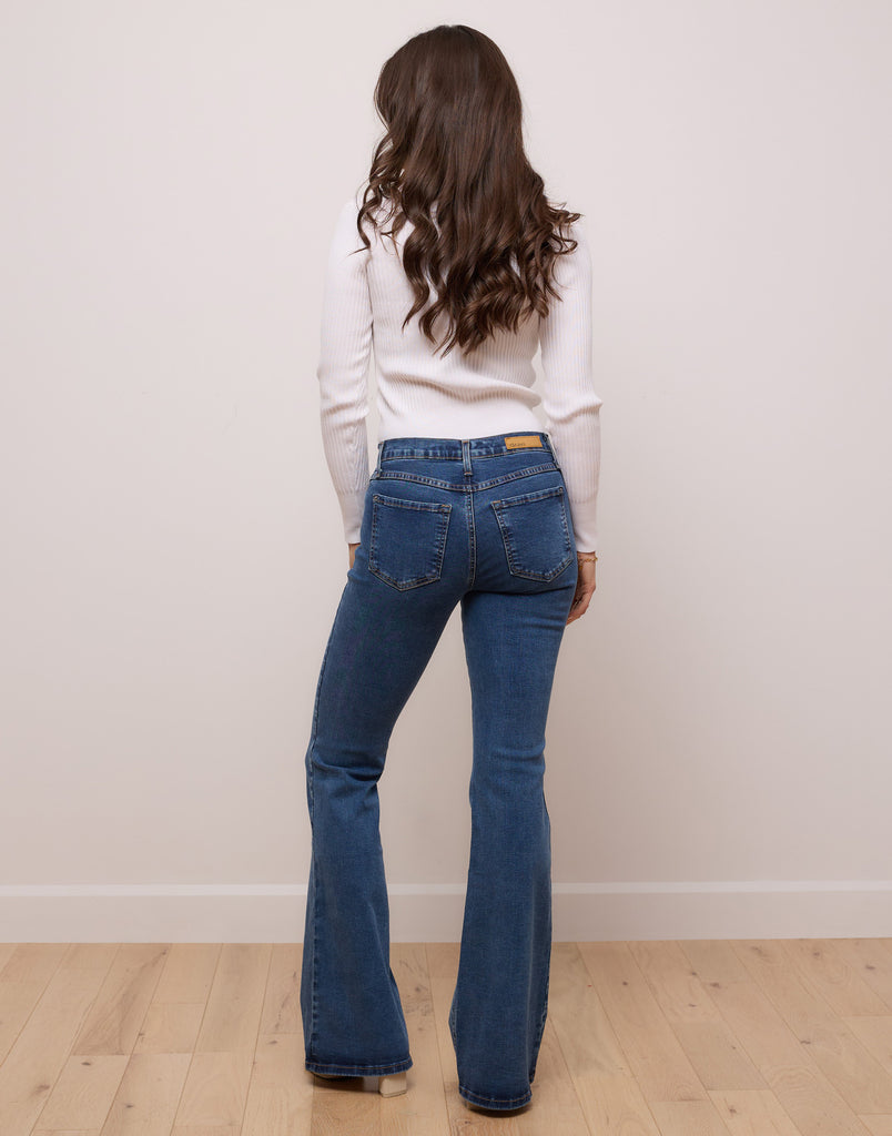 mid-blue flare jeans