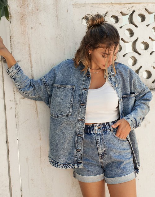 Oversized cheap denim short