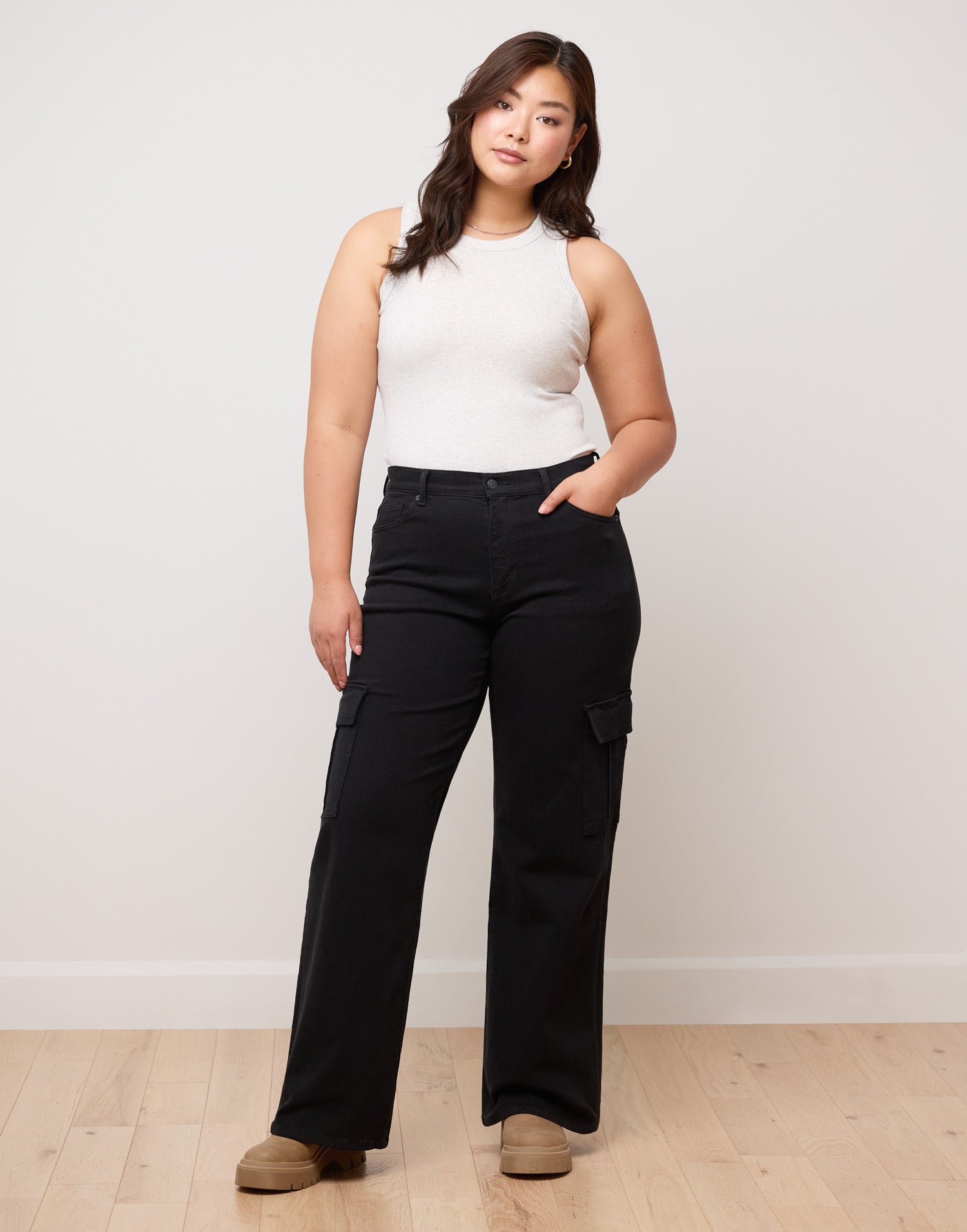 LILY WIDE LEG JEANS / OFF-BLACK