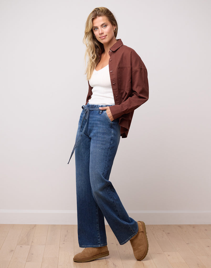 LILY WIDE LEG JEANS / PEARL WHITE CARGO