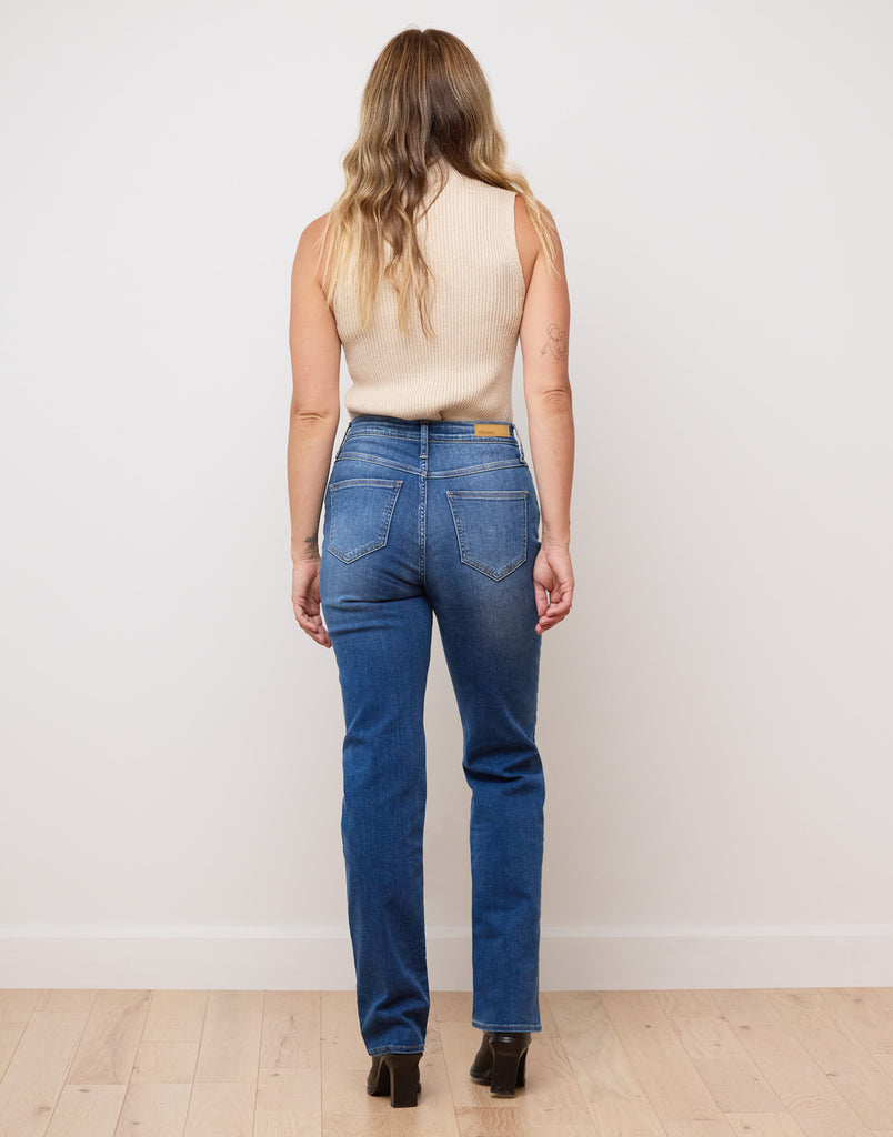 mid-blue straight jeans
