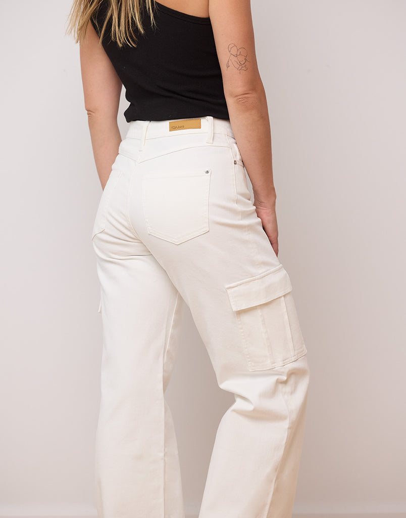 LILY WIDE LEG JEANS / PEARL WHITE CARGO