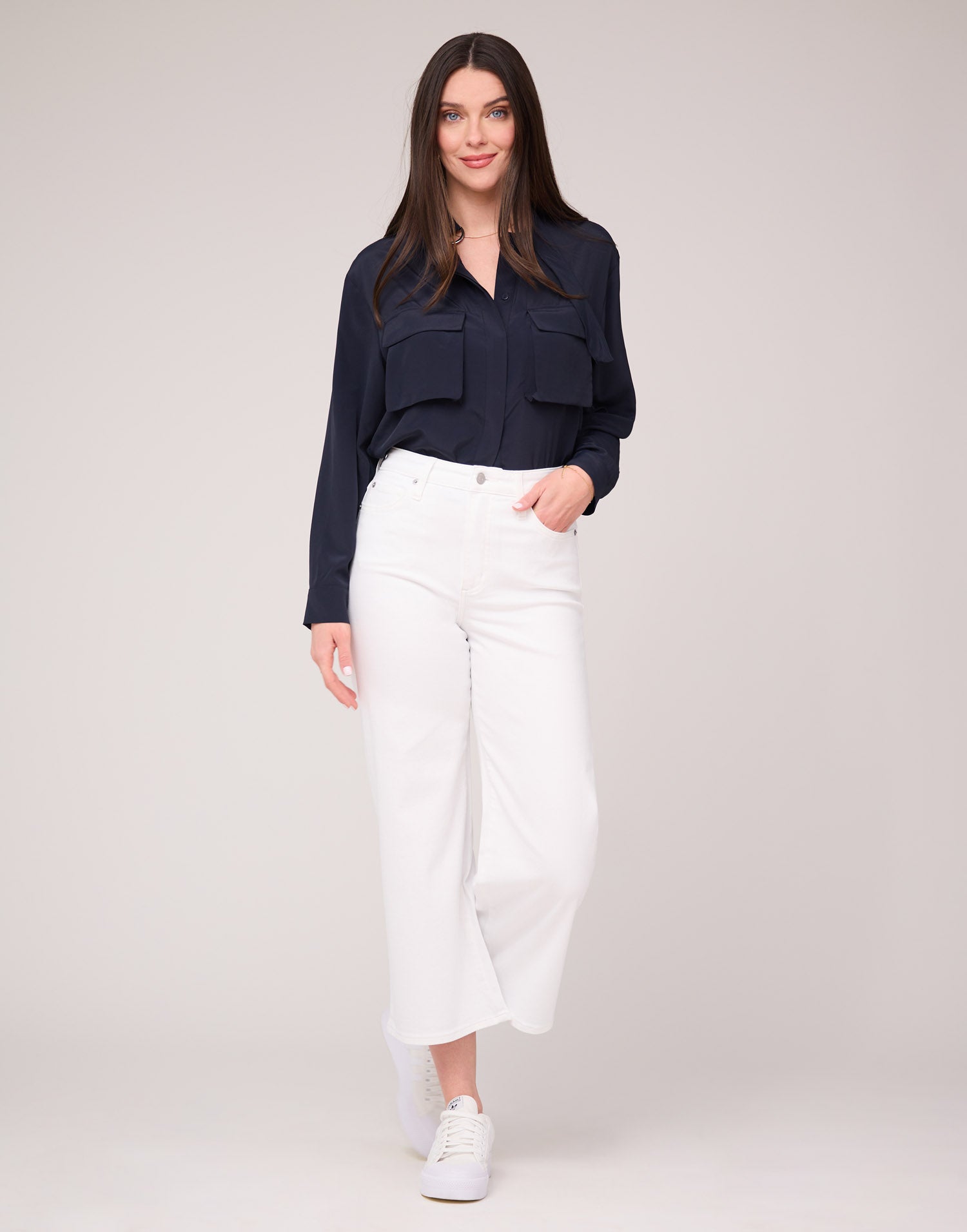 LILY WIDE LEG JEANS / WHITE SHELL