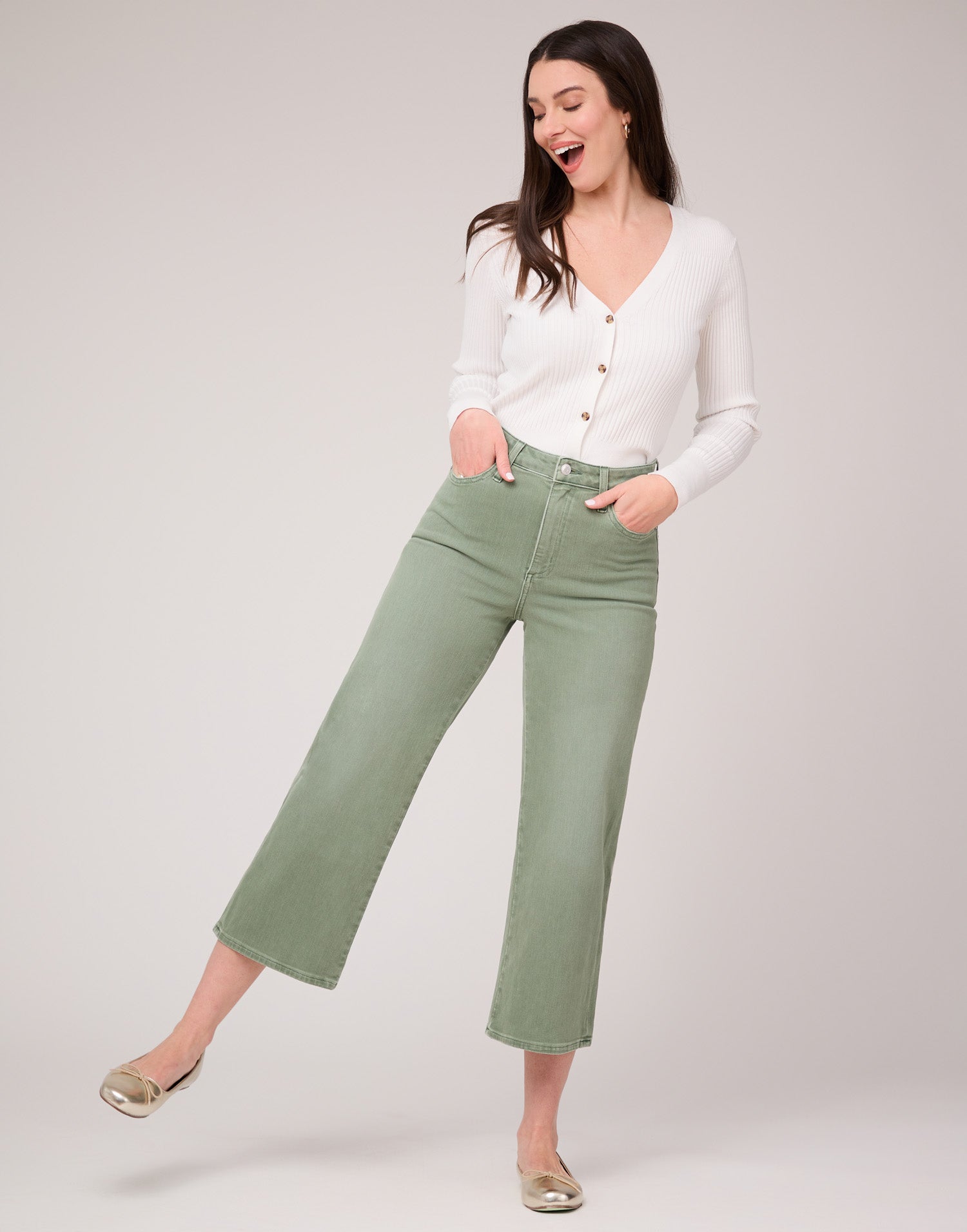 LILY WIDE LEG JEANS / BEACH GRASS