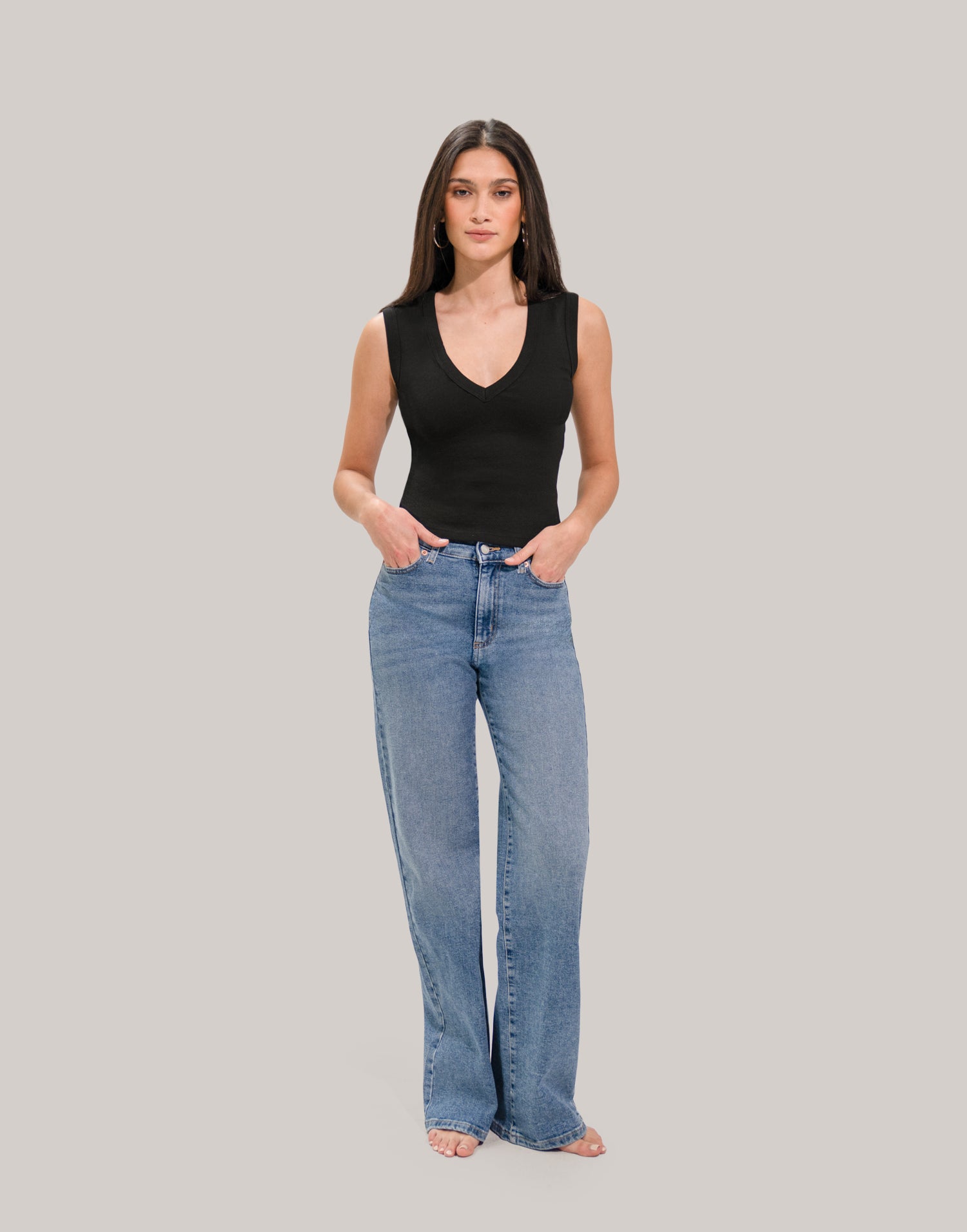 LILY WIDE LEG JEANS / JERSEY