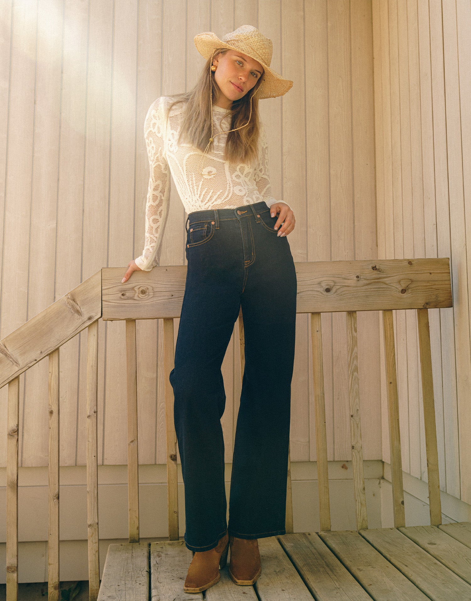 LILY WIDE LEG JEANS / BLUE BUTTERFLY