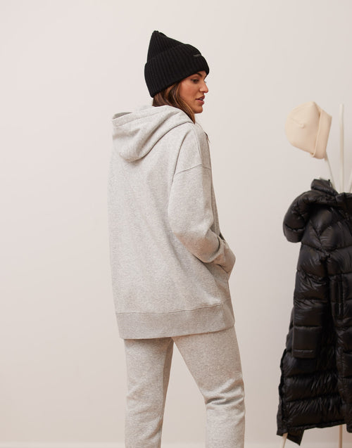 OVERSIZED BOYFRIEND ZIP-UP HOODIE / GREY MIX