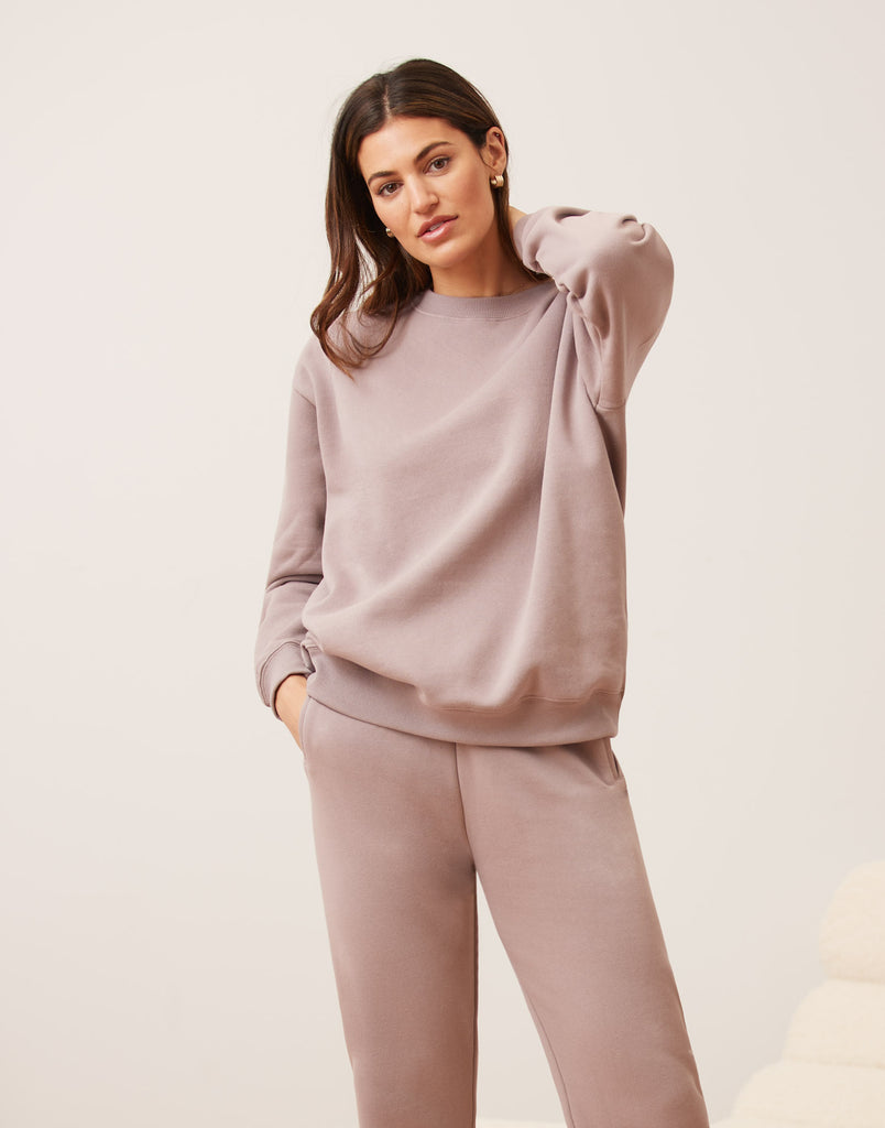 OVERSIZED CREW NECK / TAUPE PINK