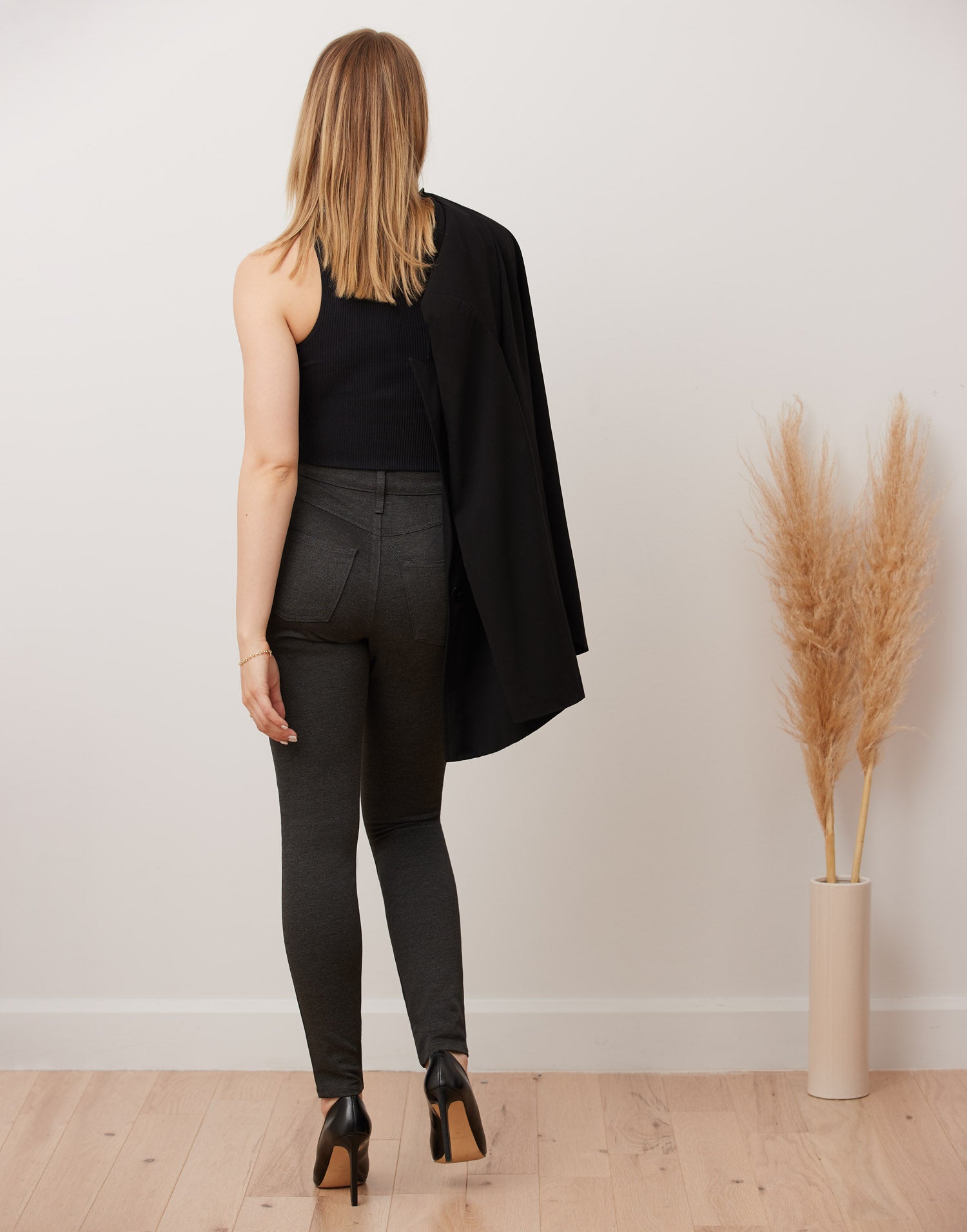 EMILY SLIM PANT / CHARCOAL WOOL