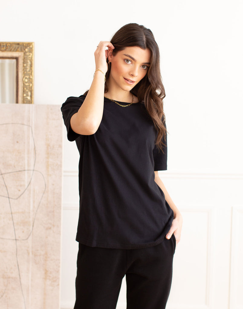 Black Oversized Boyfriend Tee Active Collection Yoga Jeans